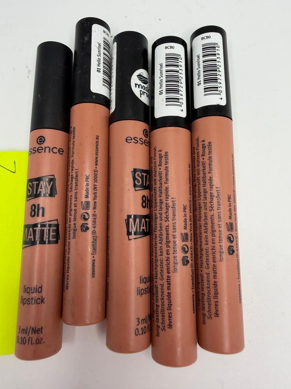 Essence Stay 8H Matte Liquid Lipstick 01 Hello Sunrise Lot of 5 Nude 3ml